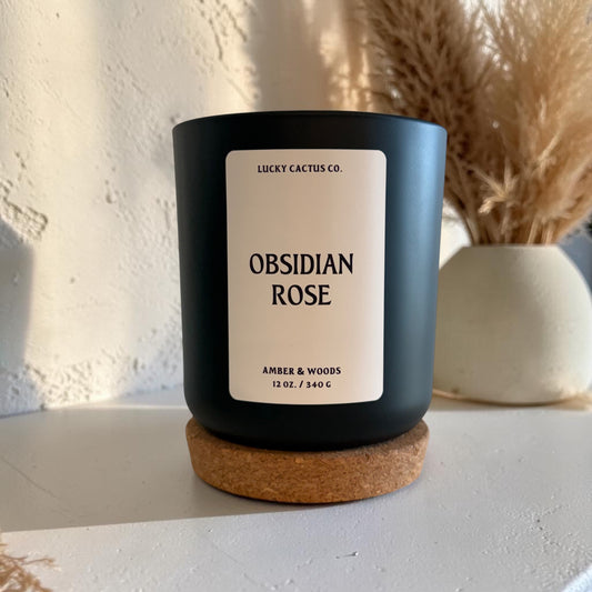 Obsidian Rose - Matte Black Jar, Cork Lid