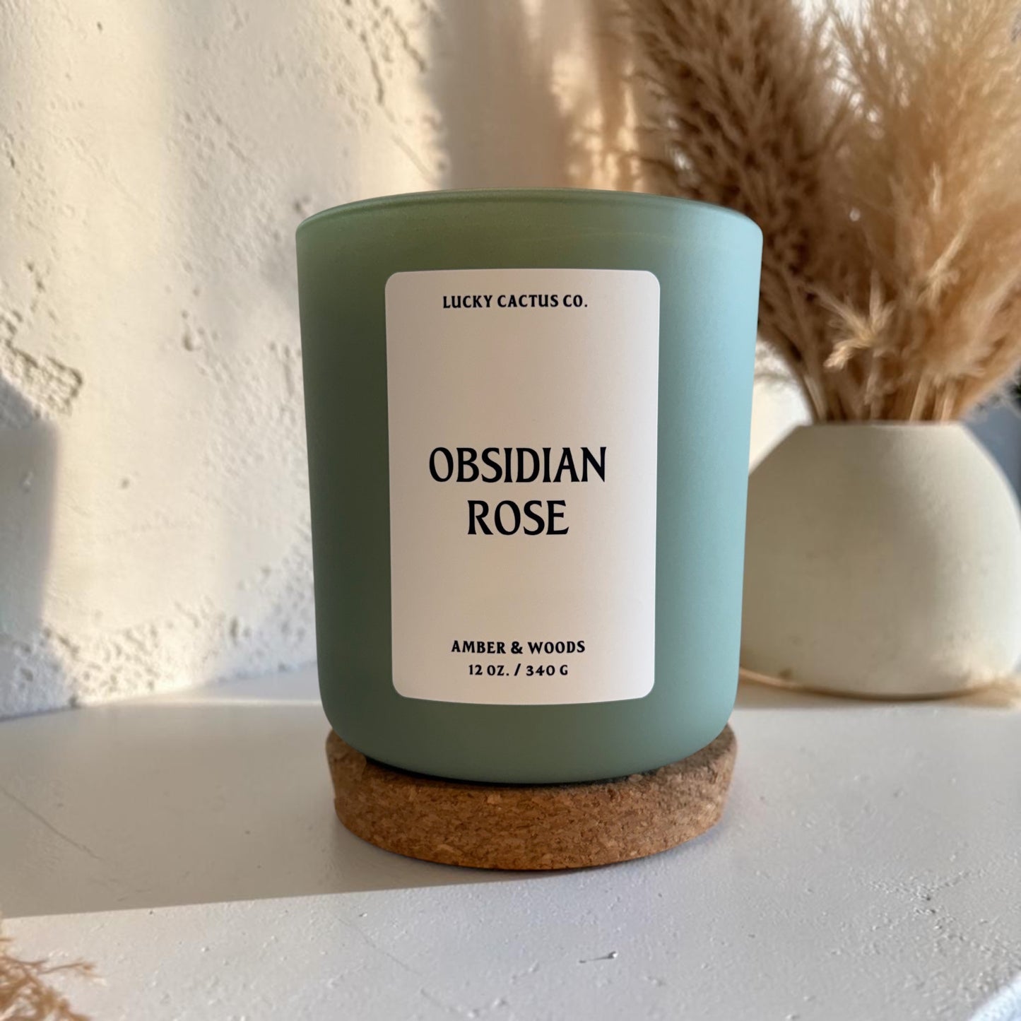 Obsidian Rose - Matte Sage Jar, Cork Lid