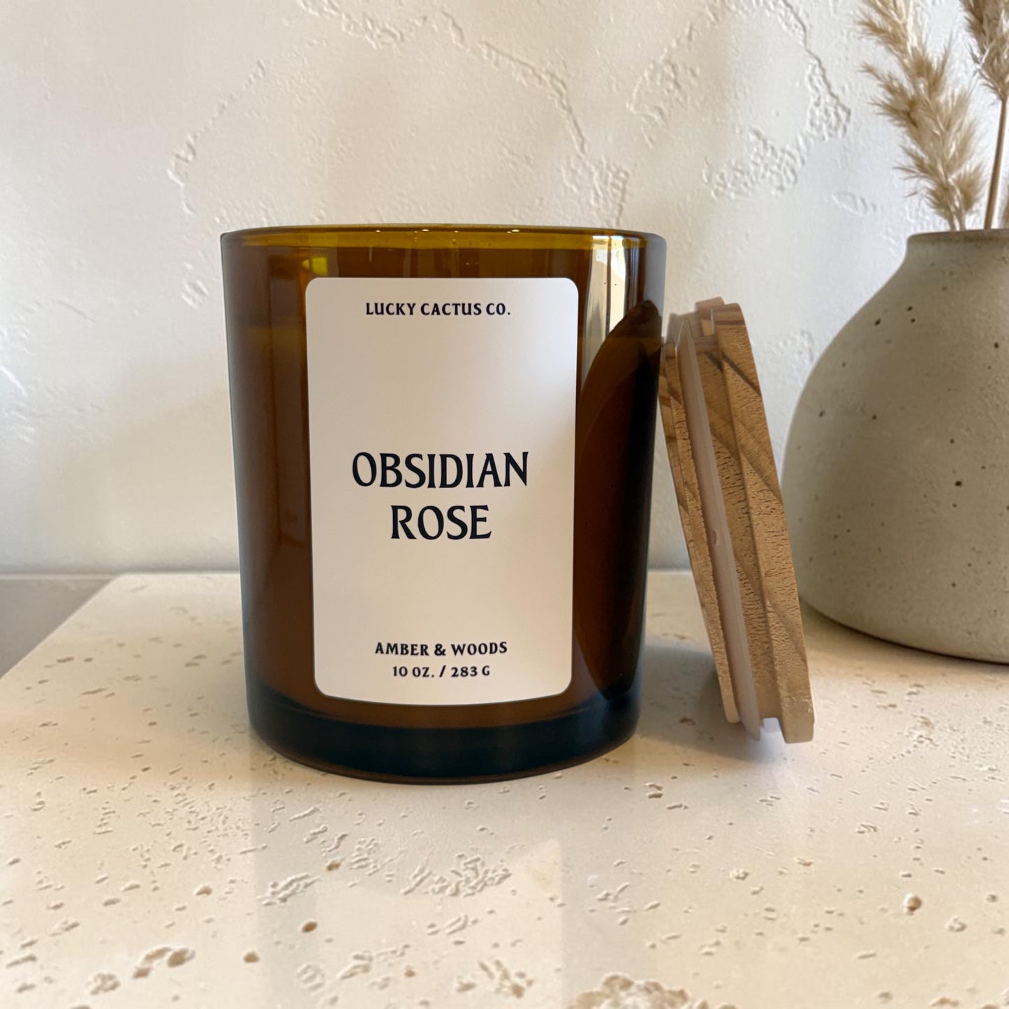 Obsidian Rose - Amber Jar, Bamboo Lid