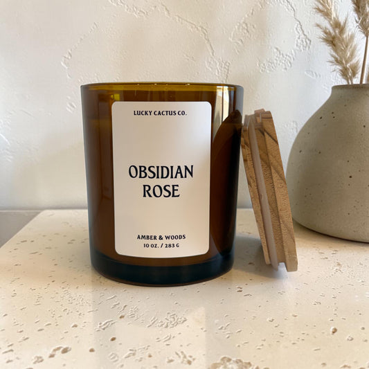 Obsidian Rose - Amber Jar, Bamboo Lid