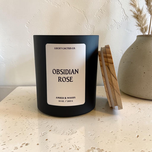 Obsidian Rose  - Matte Black Jar, Bamboo Lid