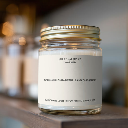 Smells Like Five Years Sober Candle